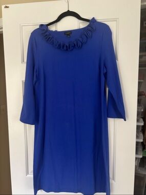 Talbots Cobalt Ruffle-Neck Shift Dress